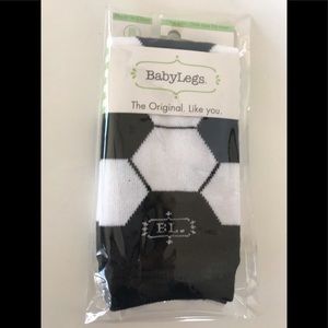 BabyLegs leg warmers.  Soccer style!
